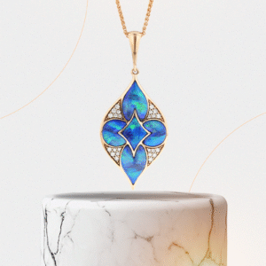 14KT Rose Gold Diamond Pendant with Inlay