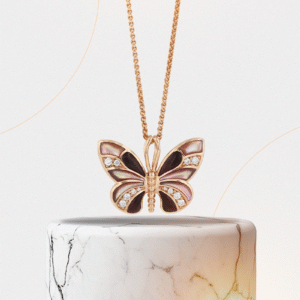 14KT Rose Gold Pendant with Inlay and Diamonds