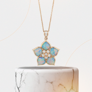 14KT Rose Gold Pendant with Diamond Inlay